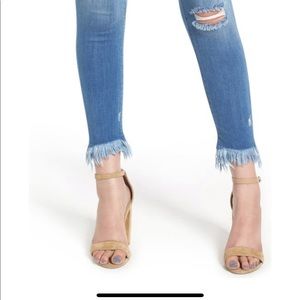 SP Black Fringe Hem Skinny Jeans